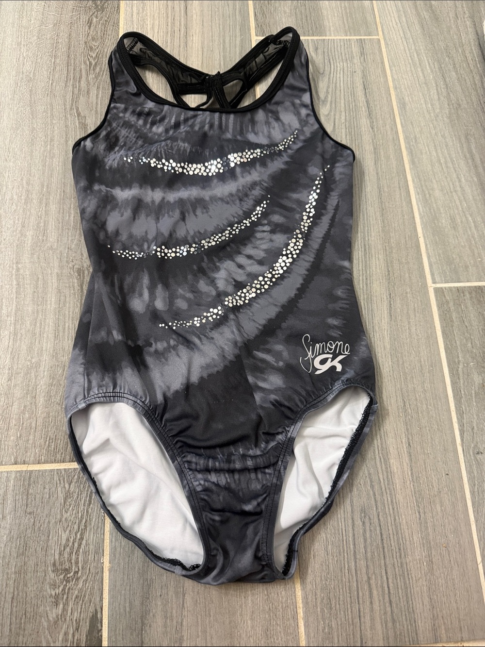 Simone Biles Black Tie-Dye Sparkle Leotard